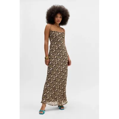 Love Triangle Snake Maxi Dress - Brown M at Urban Outfitters