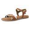 Riemchensandale TAMARIS, Damen, Gr. 36, braun (camelfarben kombiniert), Leder, modisch, Schuhe, Sandalette, Sommerschuh mit Riemchen in Flechtoptik
