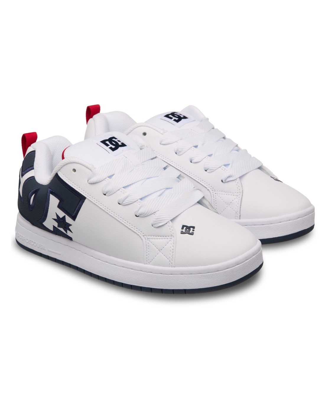 Sneaker DC SHOES "Court Graffik", Gr. 7(39), weiß (weiß, navy, rot), 57.05% Leder, 28.2% Synthetikmaterial, 13.87% Polyester, 0.88% Textil, Schuhe