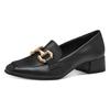 Pumps TAMARIS, Damen, Gr. 40, schwarz, Lederimitat, klassisch, Schuhe, Blockabsatz, Businesschuh, Slipper mit goldfarbenem Schmuckelement