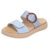 Pantolette REMONTE, Damen, Gr. 39, blau (hellblau), Lederimitat, metallic, casual, Schuhe, Sommerschuh, Schlupfschuh in veganer Verarbeitung