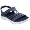 Sandale SKECHERS "GO WALK FLEX SANDAL", Damen, Gr. 41, blau (navy, beige), Textil, Lederimitat, meliert, casual, Schuhe, Schlupfschuh, Sommerschuh, Plateausandale mit Goga Mat Fußbett