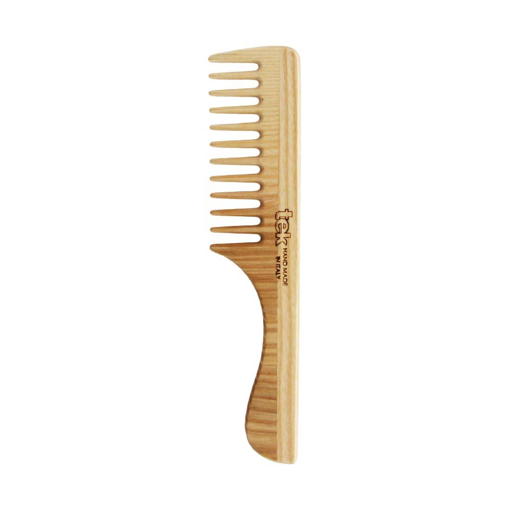 Tek - Pettine a Denti Radi con Manico in Legno 1 pz
