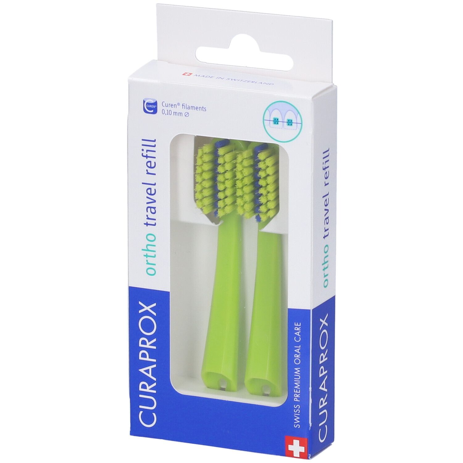 Curaprox Testine Di Ricambio Per Spazzolino Da Viaggio Ortho Green 2 P