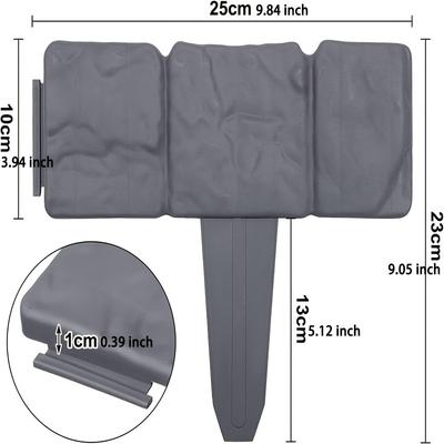 TEMU Lars360 Lawn Edge Plastic Stone Pattern Polypropylene Lawn Edge Edge Garden Fence 25 X 23 X 1cm Smoke Gray/grey Image
