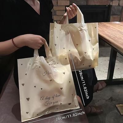 TEMU 5pcs Plastic Tote Bags With Handles, Reusable Shopping Bags For Clothing, Gifts, Party Favors, Storage, Gift Tote Bags|foldable Tote Bag|smooth Texture Bag, Bags Image