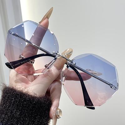 TEMU Of Frameless Irregular Fashionable Women's Glasses, Suitable For Men And Women, Ideal Gift For Street Photography, Posing, Shopping, Holidays And Image