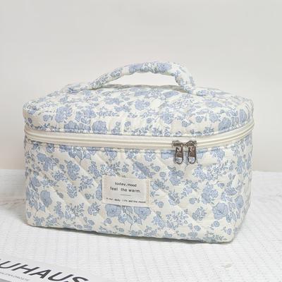 TEMU , Cute And 's Heart Quilted Portable Makeup Bag, Travel Multi-functional Storage Bag Image