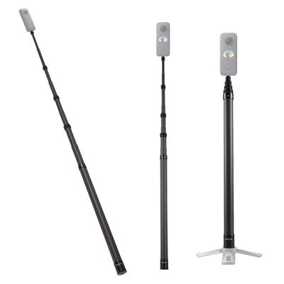 TEMU Camnoon 3 Meters/118 Inches Portable Selfie Stick Telescoping Selfie Stand Carbon Fiber 4 Sections With 1/4in Screw Compatible With X2/x3 Image