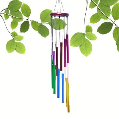 TEMU 1pc Outdoor Colorful Wind Chimes For Outside With 12 Aluminum Tubes For Garden Patio Balcony And Home Decor Image