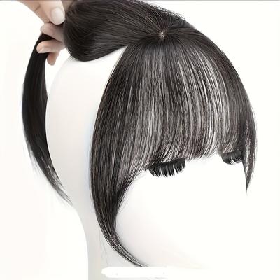 TEMU Elegant 3d French Bangs Wig For Women - High-temperature Synthetic Hair, Natural Look, Versatile Styling, All Image