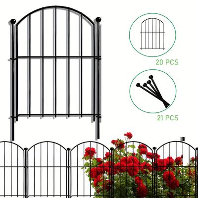 TEMU 10/20pcs Garden Fence, Rustproof Metal No Dig Fence Animal Barrier For Dog, Arched Flower Bed Edging Ornamental Wire Border Panel Fencing For Yard Patio Outdoor Decor Image