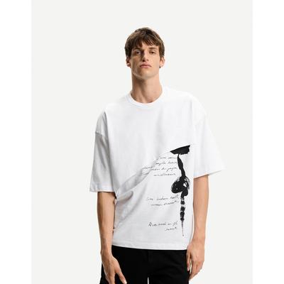 Bershka Oversize Short Sleeve T-Shirt Men L White