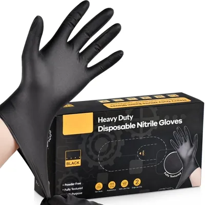 20/100PCS Black Disposable Nitrile Gloves 4Mil Textured Kitchen Gloves Mechanic Auto Tattoo Nail Salon Household Cleaning Gloves