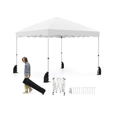 Costway Foldable 10 X 10 Feet Pop up Canopy Tent with Wheeled Bag-White
