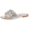 Pantolette BUFFALO "KIRA SLIDE", Damen, Gr. 40, silber (silberfarben), Lederimitat, glänzend, modisch, Schuhe, Sommerschuh, Strandschuh, Partypantolette mit Schmuckelementen