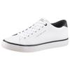 Sneaker TOMMY HILFIGER "TH HI VULC CORE LOW LEATHER", Herren, Gr. 48, weiß, Leder, Lederimitat, unifarben mit Farbeinsatz, sportlich, Schuhe, Freizeitschuh, Halbschuh, Schnürer mit gepolstertem Schaftrand