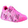 Sneaker SKECHERS "UNO LITE-METALLIC LOVE", Kinder, Gr. 27, bunt (pink, multi), Lederimitat, kontrastfarbene Details, sportlich, Schuhe, Keil,-Schnürschuh, Skech-Air Funktion, Größenschablone zum Download