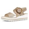 Keilsandalette GABOR, Damen, Gr. 40, grau (goldfarben, taupe), Glattleder, Ziegenveloursleder, modisch, Schuhe, Plateau, Sommerschuh, Riemchensandale mit Klettverschluss