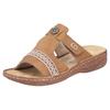 Pantolette RIEKER, Damen, Gr. 43, braun (hellbraun), Lederimitat, casual, Schuhe, Sommerschuh, Schlappen, Hausschuh, Urlaubschuh mit Klettverschluss
