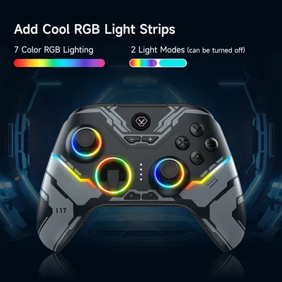 Wireless Bluetooth Controller Hall Linear Trigger For Switch/PC/iOS Multi Platform Connection RGB