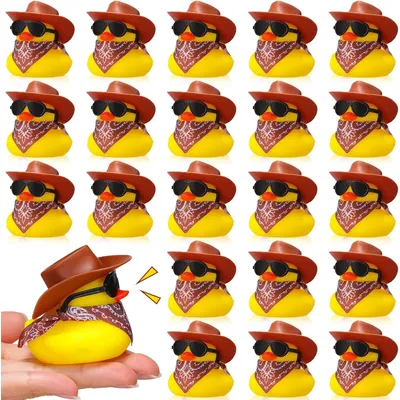 6-60 Set Brown Cowboy Rubber Duck Bulk Mini Yellow Duckies Party Tiny Ducks Toy Bandanas for Summer