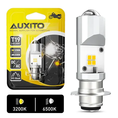 AUXITO 1Pcs T19 P15D LED Motorcycle Headlight P15D LED Lights Bulb 12V High Low Beam Dual Color