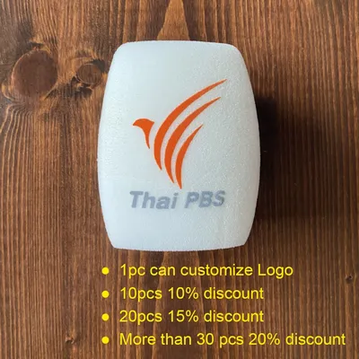 Customized Flocking Microphone Sponge Printing Logo Mic Windscreen Mark Foam Windsshield For TV