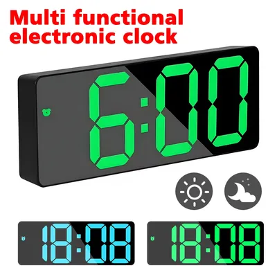 LED Digital Electronic Clock Automatic Dimming Backlight Large Number Alarm Clock Bedside Table