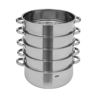 5-Tier Stainless Steel Steamer for Cooking - Large Capacity 11” Steamer Pot for Healthy Food