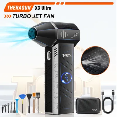 Updated X3Ultra Turbo Jet Fan,Mini Handheld 180000RPM Powerful Compressed air Duster for Car Dryer/PC/Home Cleaning -THERAGUN