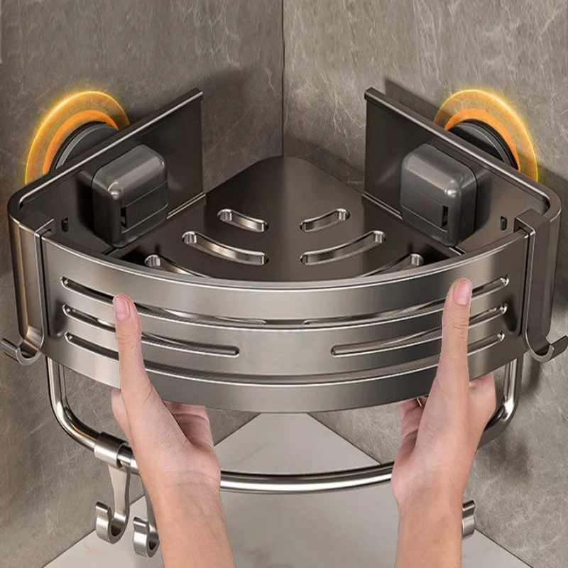 Étagère à ventouse de salle de bain, sans perçage, toilettes murales sans Perforation, gel douche, panier triangulaire, étagère de salle de bain