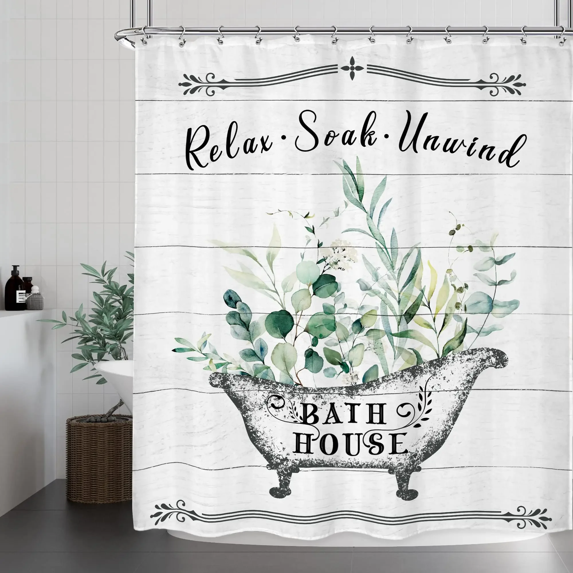 Rideau de douche de salle de bain à fleurs Vintage, feuille de lavande, pot de salle de bain en Polyester imperméable, décoration de salle de bain