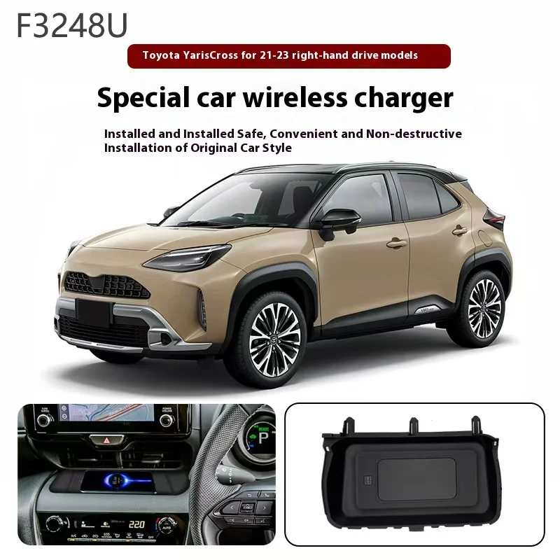 L'ultimo caricabatterie wireless da 15 W, speciale pannello di ricarica rapida per telefono QI integrato Accessori per auto per Toyota Yaris Cross 2020-2023