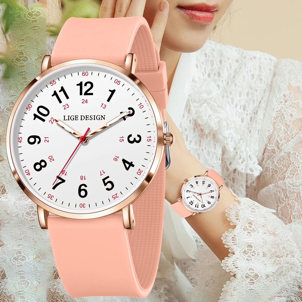 LIGE Einfache Vintage Klassische Mode Casual Frauen Uhr Für Männer Damen Silikon Gürtel Elegante Wilde Kreative Quarz Armbanduhr Männer Image