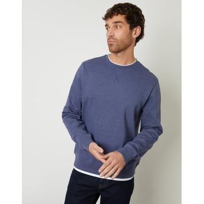 Threadbare Men's Denim Marl Blue Mock T-Shirt Crew Neck Sweatshirt