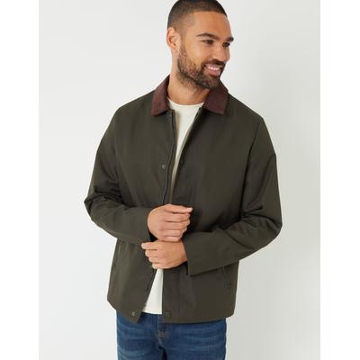 Threadbare Men's Khaki Green Showerproof Corduroy Collar Jacket