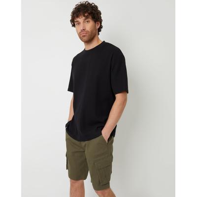Threadbare Men's Khaki Green Dobby Textured Cargo Shorts