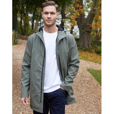Threadbare Men's Khaki Green Microfleece Lined Longline Hooded Raincoat