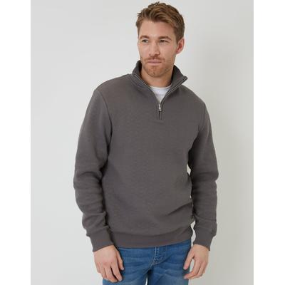 Threadbare Men's Slate Grey Jacquard Textured Quarter Zip Sweatshirt