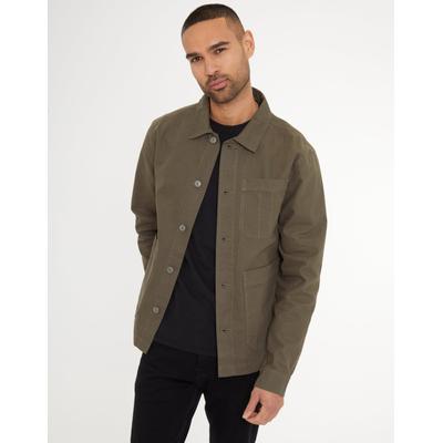 Threadbare Men's Khaki Green Button Up Lightweight Collared Utility Jacket