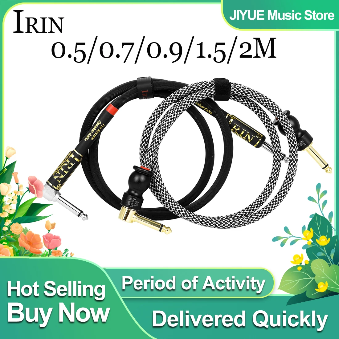 0,5/0,7/0,9/1,5/2M Gitarren-Audiokabel, gummiert/geflochten, 6,35 mm Stecker-zu-Stecker-Kabel, elektroakustische Musikinstrumentenkabel Image