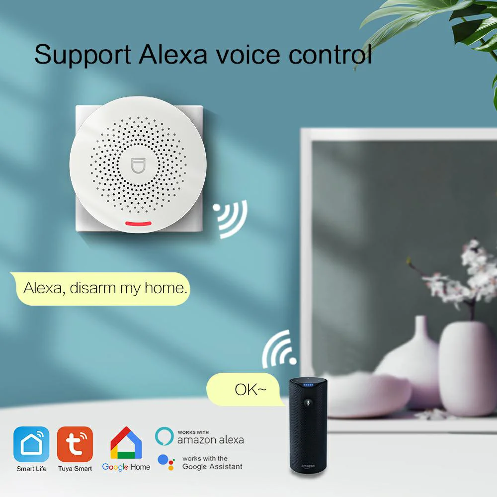 Tuya Smart WIFI Sicherheitsalarmsystem Sirene kompatibel 433 MHz Anti-Diebstahl-Bewegungs-Türsensor kompatibel mit Google Home Alexa Image