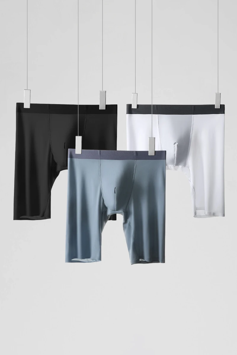 Herren-Sport-Slips, Sommer-Eisseide, schnell trocknend, verlängerte, verschleißfeste Beine, fügen Fett hinzu, lockere, quadratische, kurze Shorts, Kopf Image