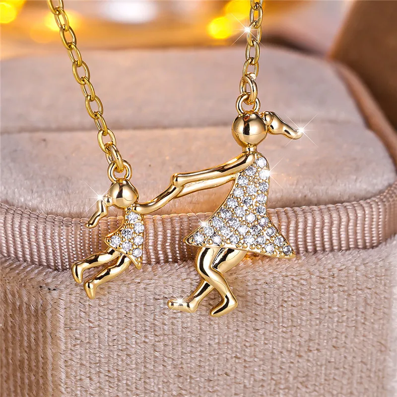 Niedliche weibliche Kristall kleine Zirkon Stein Anhänger Halskette Vintage Hochzeits schmuck für Frauen Muttertag Geschenk Image
