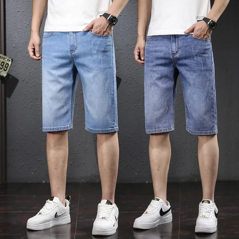 Sommer Shorts männer Stretch Business Denim Shorts Gerade Koreanische Mode Dünne Kurze Jeans Casual Marke Männer Hosen Größe 28-38