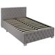 Lit capitonné avec bandes LED et espace de rangement 120x200 gris