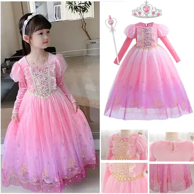 Mädchen Prinzessin Rosa Kleid Kinder Rapunzel Rosa Kleidung Mädchen Frühling Herbst und Winter Samt Image