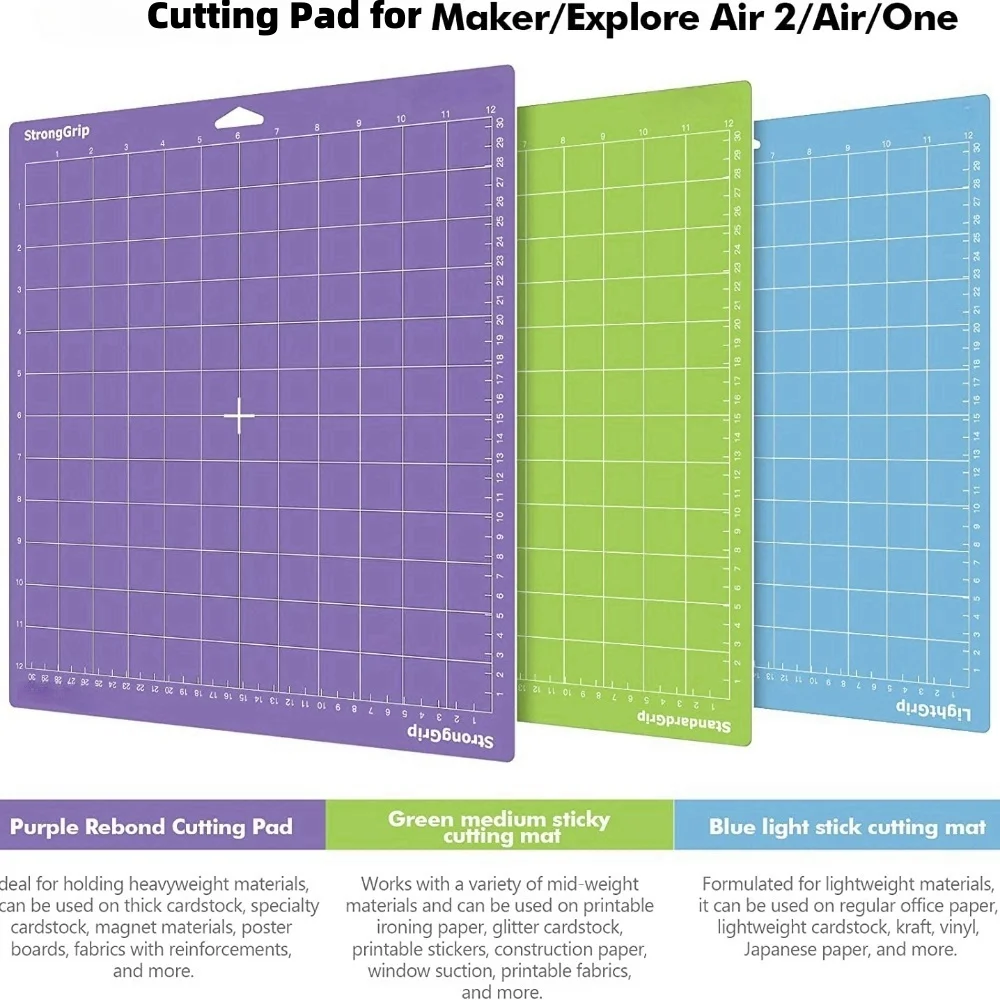 12 * 12 Zoll Schneidunterlage für Cricut Explore3/ Maker 3 One Klebeersatz – Starkes, standardmäßiges, leichtes Schneidunterlage Image
