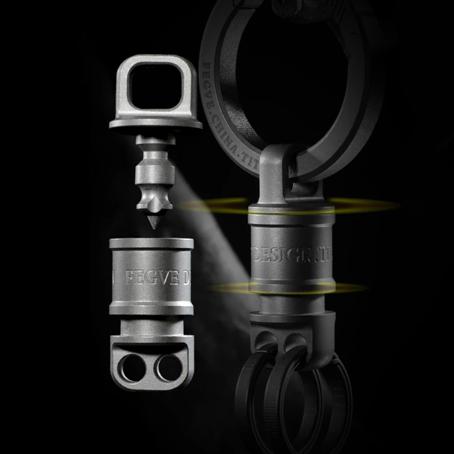 Titan Schlüssel anhänger Spin Rotary für Männer Auto Schlüssel ring Stecker halter steck bare Kapsel edc Quickdraw Schlüssel bund Schnalle männliches Geschenk Image